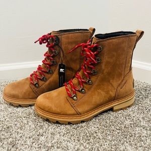 Sorel Lennox Red Lace Boot Tan Size 8